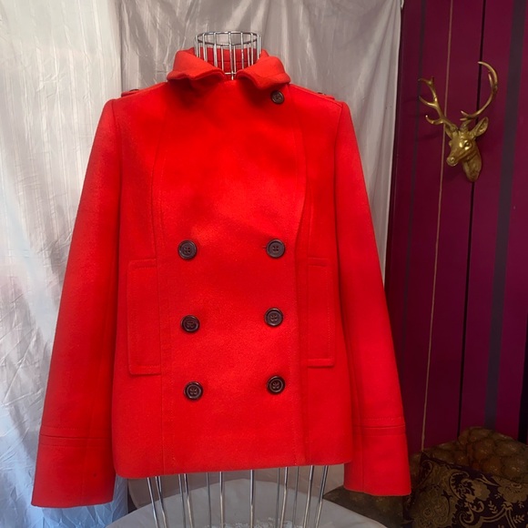 J Crew Red Peacoat Double-Breasted Wool Blend - Picture 2 of 11
